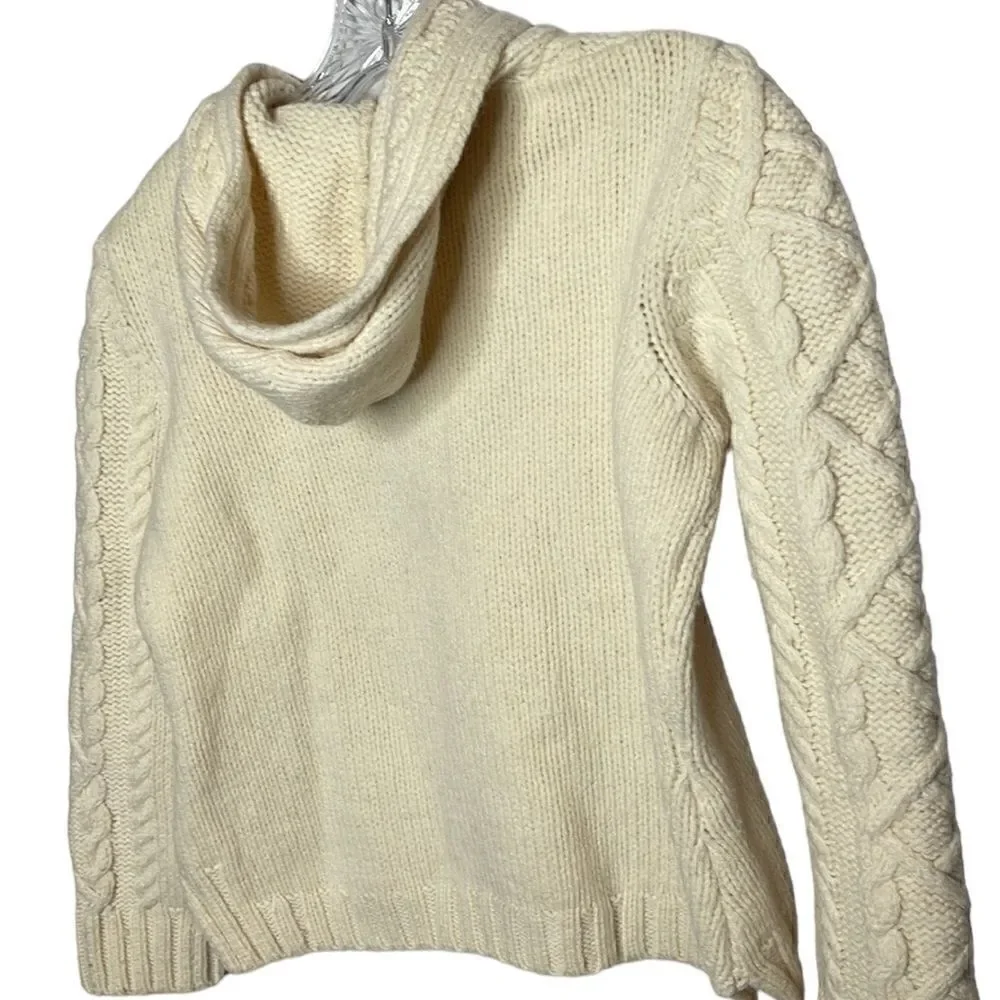 Paul James 100% Wool Fisherman Hooded Sweater. Size XS.